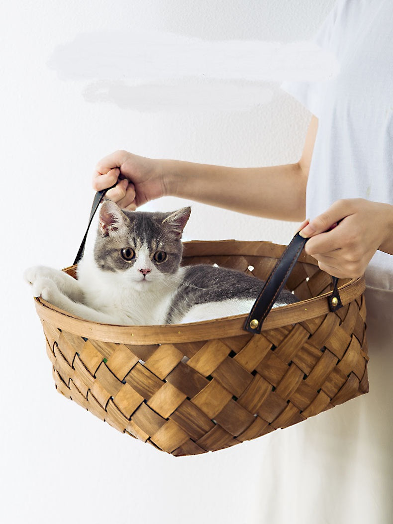 Bamboo Rattan Cat Bed House