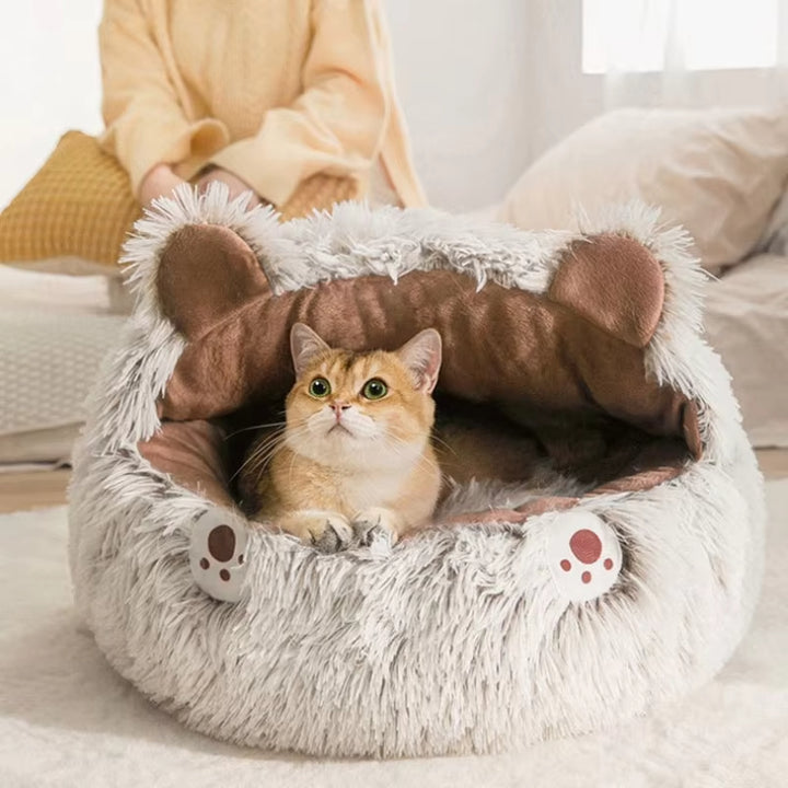 Winter New Long Plush Pet Cat Bed