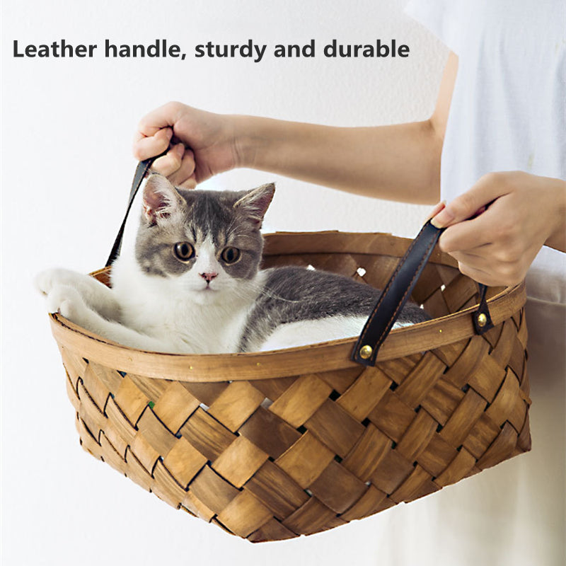 Bamboo Rattan Cat Bed House
